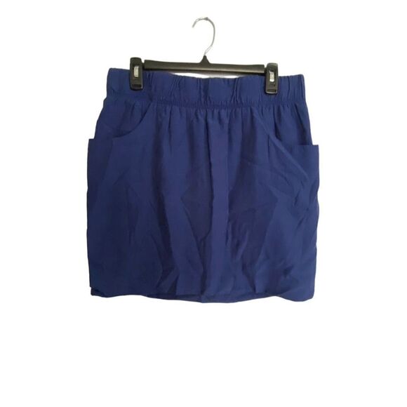Old Navy Blue Mini Skirt M Elastic Waist Casual 2 Pockets - Picture 1 of 9